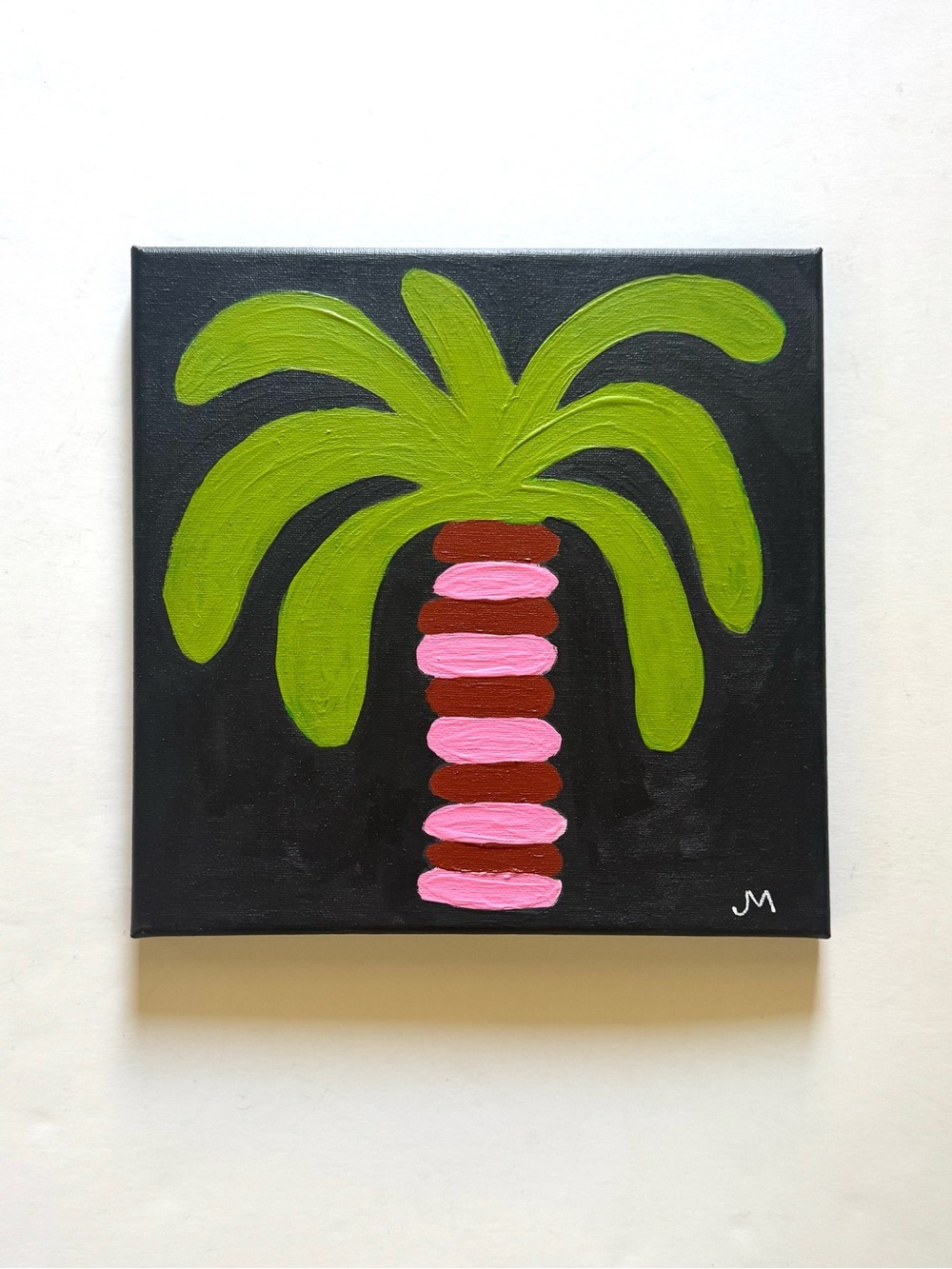 Green & Pink Palm tree Painting